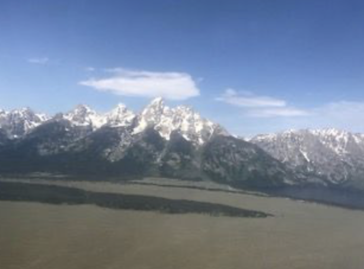 Grand Teton mountains from distance